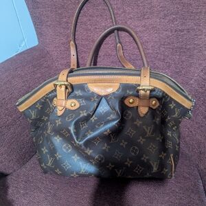 Louis Vuitton BrownTivoli  GM Monogram Shoulder Bag with Tan Leather Trim.